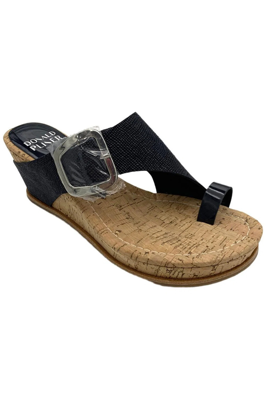 Donald Pliner Women's Gyer Wedge Soft Patent Sandal Navy - Medium